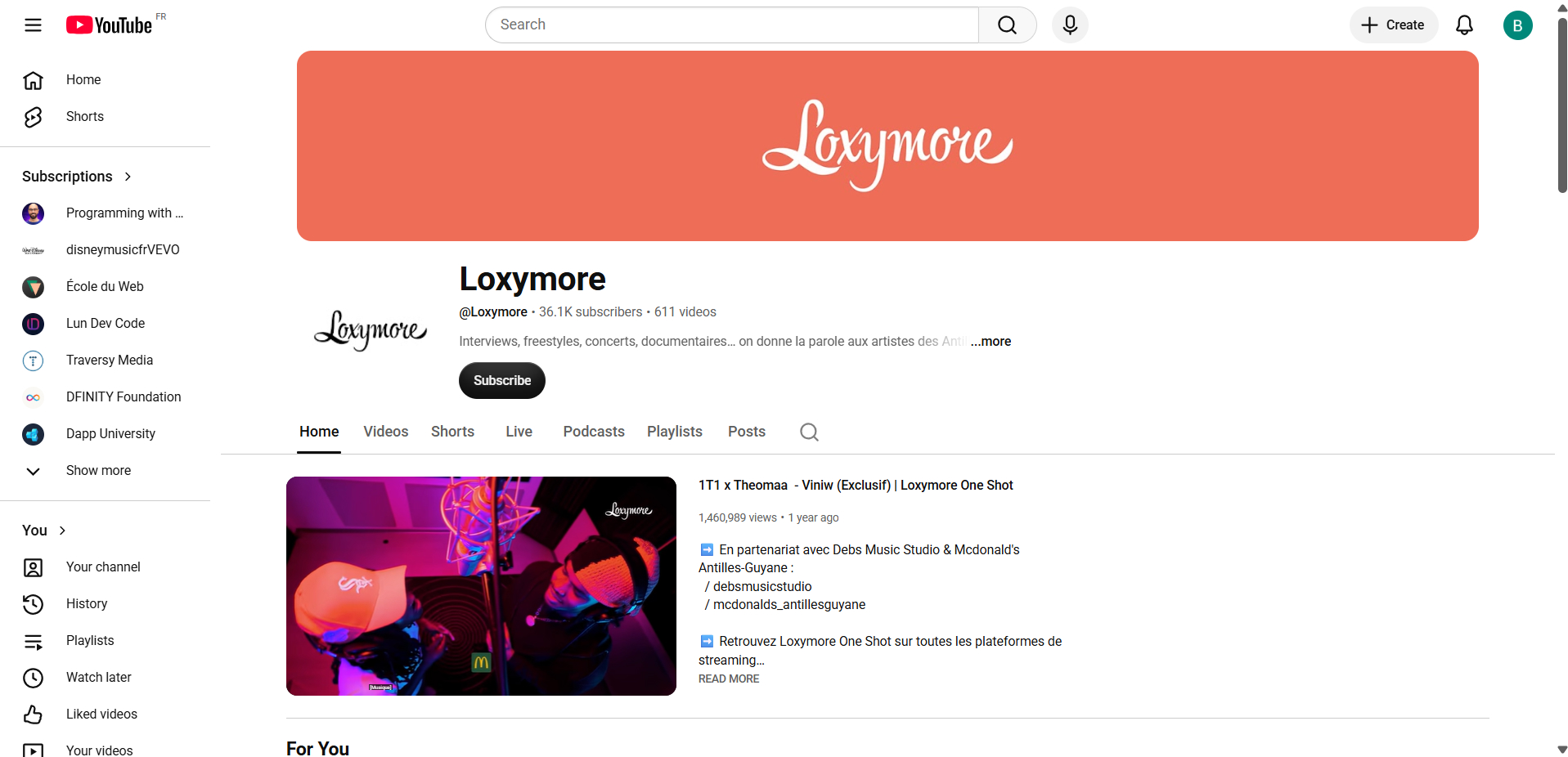 Loxymore youtube profile