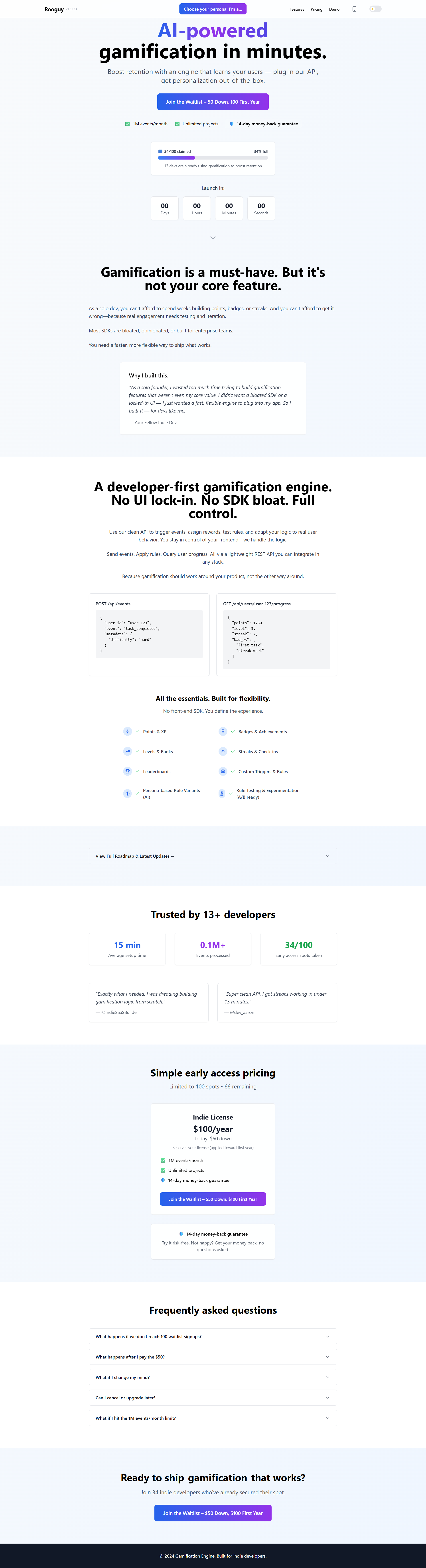 Rooguy landing page before redesign